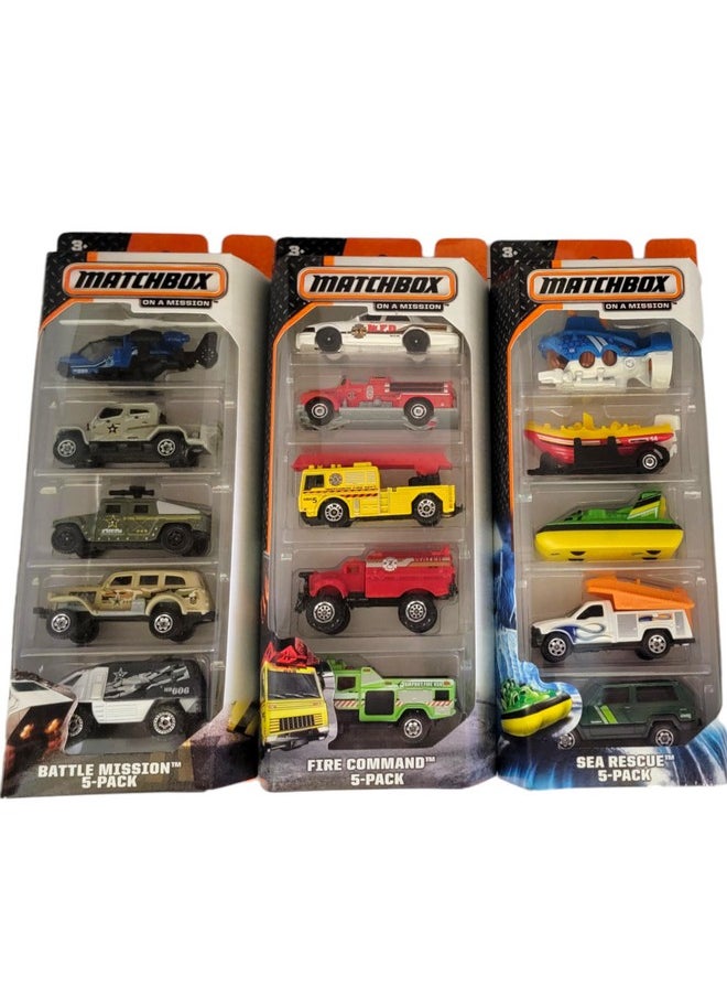MATCHBOX Set Of 15 Toy Cars And Trucks With 3 Themed 5-Packs Of 1:64 Scale Die-Cast Vehicles (Styles Will Vary) Bundle  - Image 3