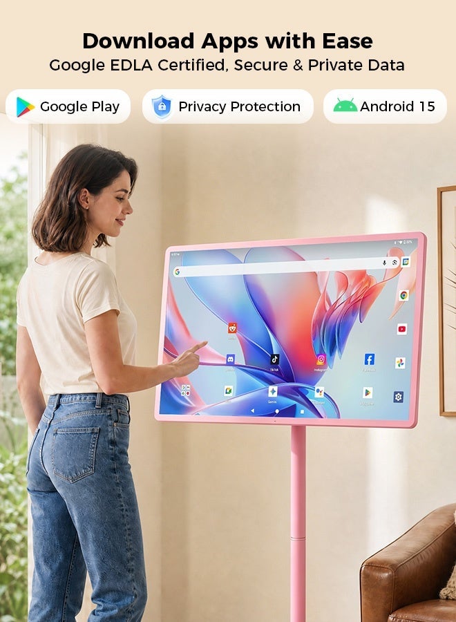 VLH Portable TV 32 Inch FHD Touch Screen, Smart Rolling TV with Wheels, Android 15, 8GB+128GB, 38400mAh Battery, 5MP HD Camera - Image 5