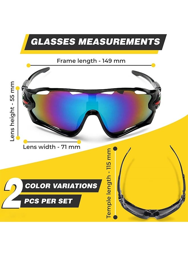 اتش اس 2 قطعة النظارات الشمسية الرياضية المستقطبة ، النظارات الشمسية حماية من الأشعة فوق البنفسجية للرجال والنساء ، نظارات ركوب الدراجات لتشغيل القيادة أنشطة صيد الأسماك في الهواء الطلق ، الرياضة والنظارات الشمسية في الهواء الطلق - Image 2