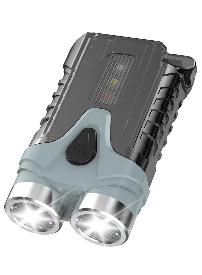 Zikra Small Torch LED Super Bright Mini Flashlight Torch Rechargeable Keychain Torches 500 Lumen Pocket Torch with 7 Light Modes, Waterproof Torches for Power Cuts Emergency Hiking Dog Walking (Grey) - Image 1