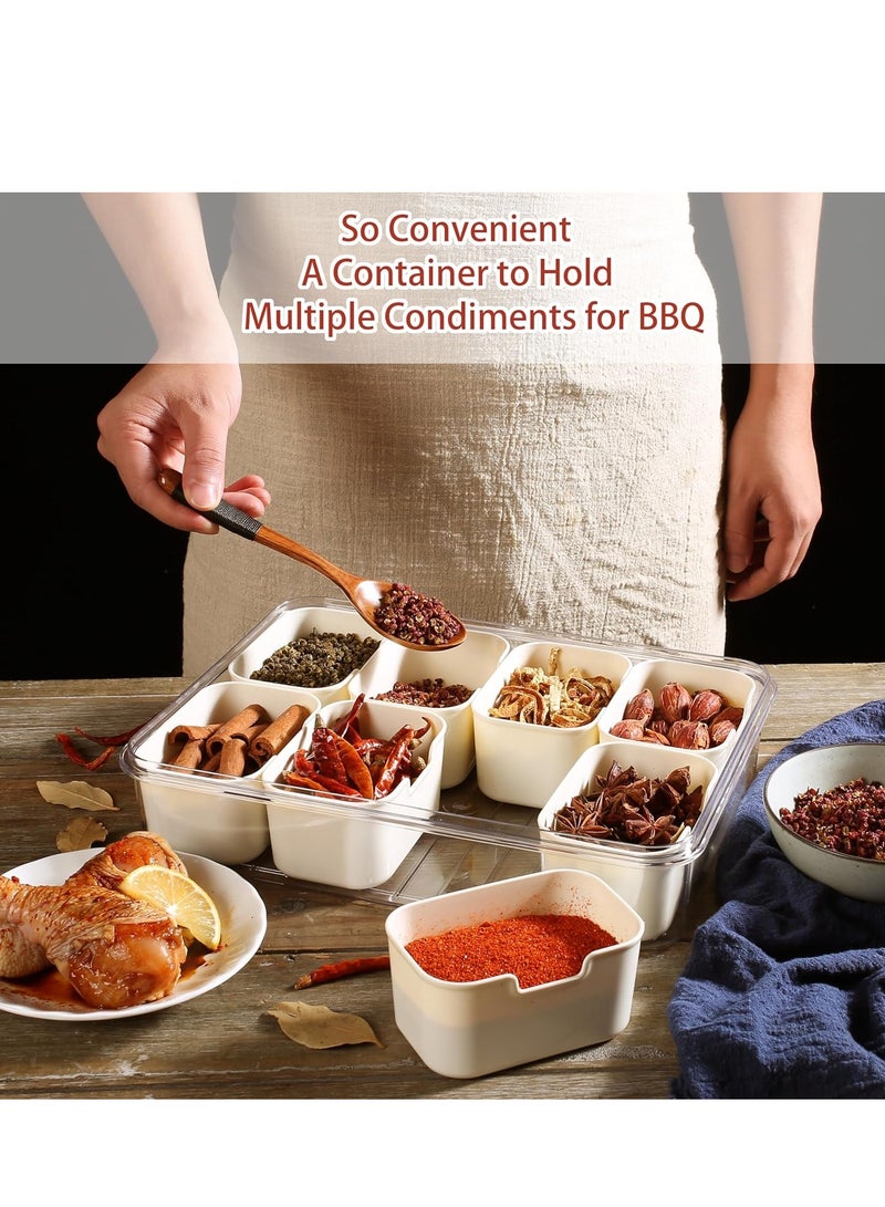 صينية تقديم مقسمة مع غطاء ومقبض حاوية فحم محمولة لصندوق الوجبات الخفيفة - Image 3