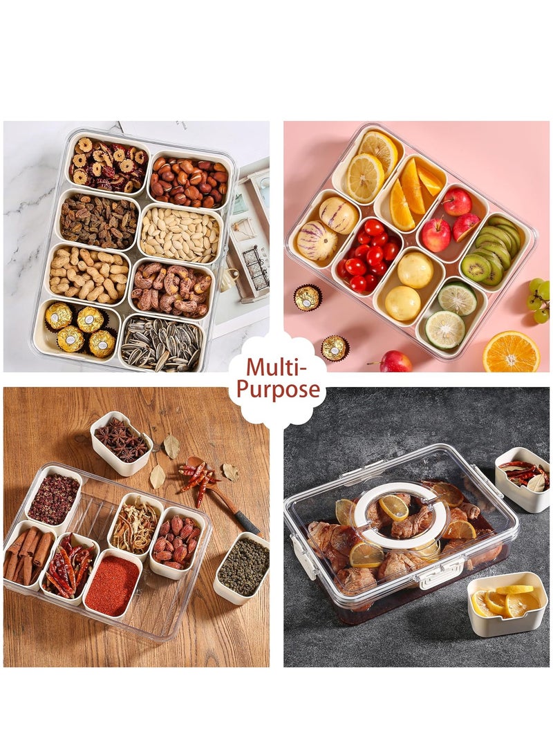 صينية تقديم مقسمة مع غطاء ومقبض حاوية فحم محمولة لصندوق الوجبات الخفيفة - Image 2