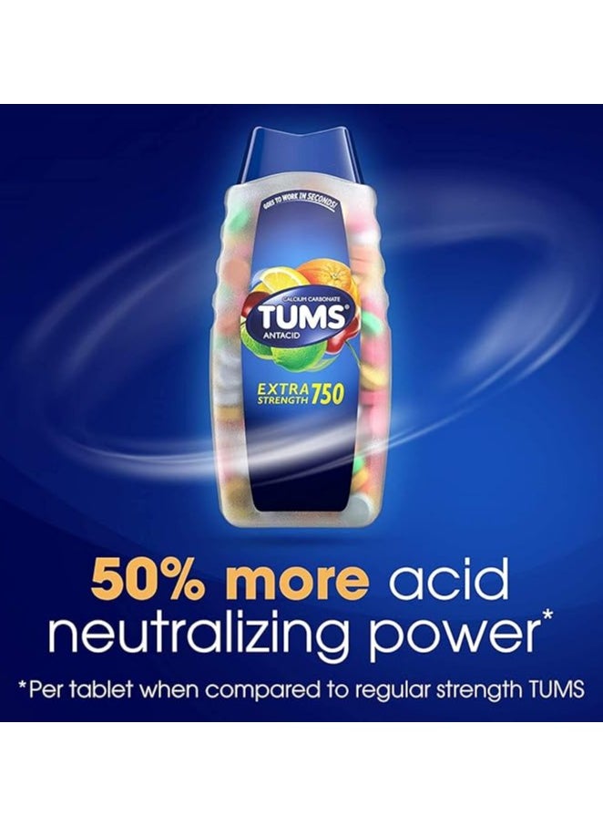 Tums Antacid Chewable Tablets, Extra Strength For Heartburn Relief,  Assorted Fruit, 48 Tablets