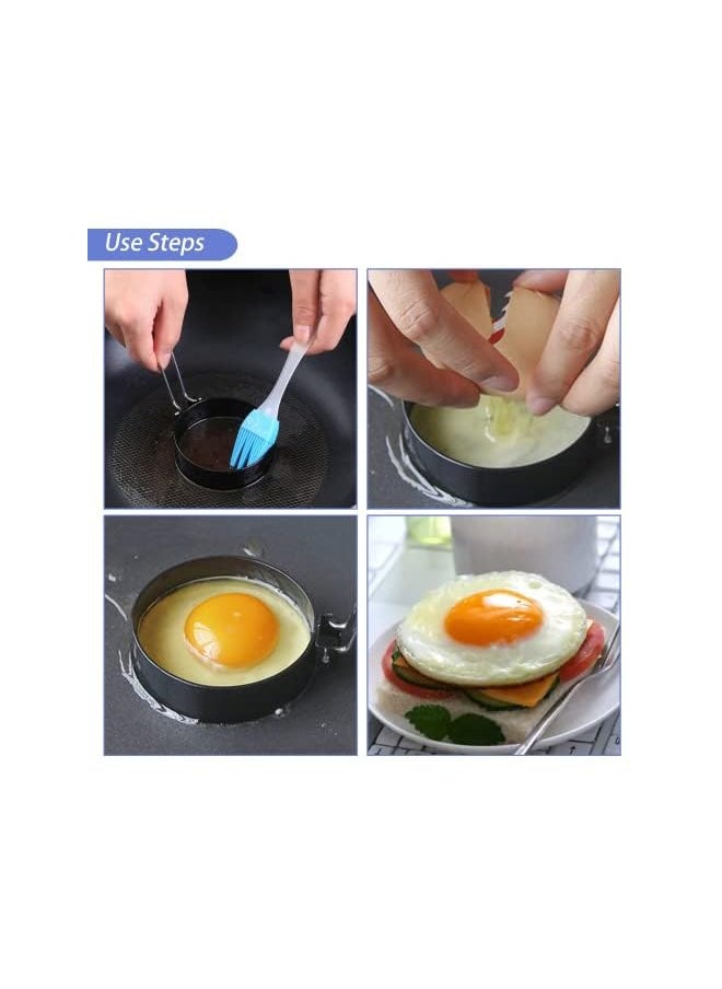 Yuroochii Pack Egg Ring for Frying Eggs Stainless Steel Egg Mould Cooking Rings for Fried Egg, Shaping Egg, Muffins, Pancakes  - Image 3