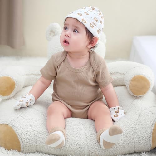 Ruliby Baby Boy Bodysuit Ribbed Romper Soft Infant Girl Outfit Clothes Gift Set 03 month - Image 3