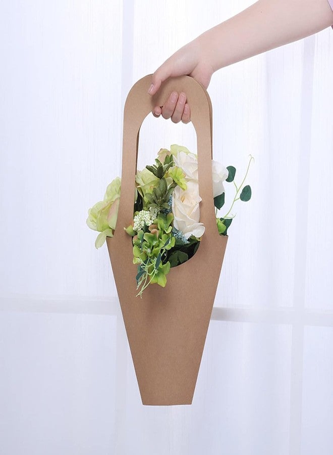 Festiko Flower Bouquet Bags Pack of 10 Kraft Paper Flower Carry Bags with Handle for Flower Wrapping, Bouquet Packing, Gift Packaging for Birthdays, Weddings, Anniversary Decoration Supplies - Image 3
