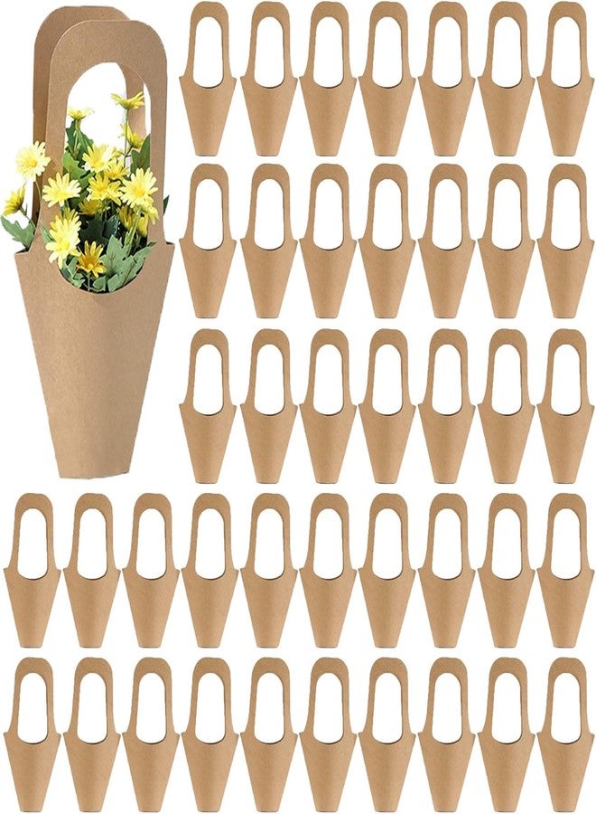 Festiko Flower Bouquet Bags Pack of 10 Kraft Paper Flower Carry Bags with Handle for Flower Wrapping, Bouquet Packing, Gift Packaging for Birthdays, Weddings, Anniversary Decoration Supplies - Image 1
