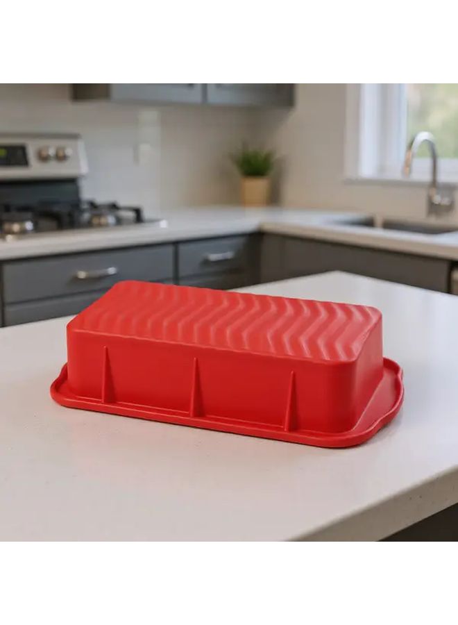 Red Rectangular Bread Mold Non Stick Silicone Pan Heavy Duty Heat Resistant Easy Clean Reusable - Image 2