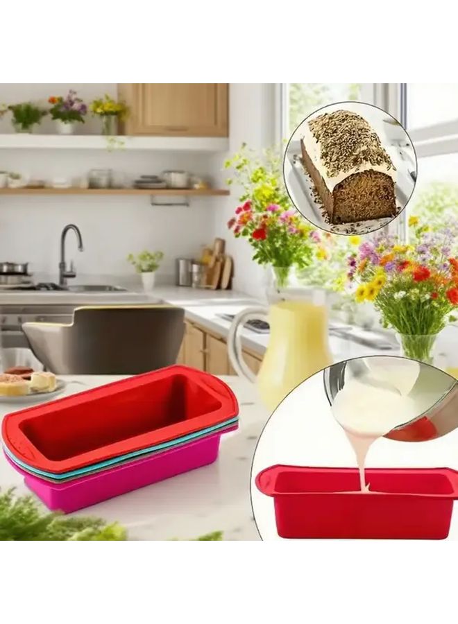 Red Rectangular Bread Mold Non Stick Silicone Pan Heavy Duty Heat Resistant Easy Clean Reusable - Image 5