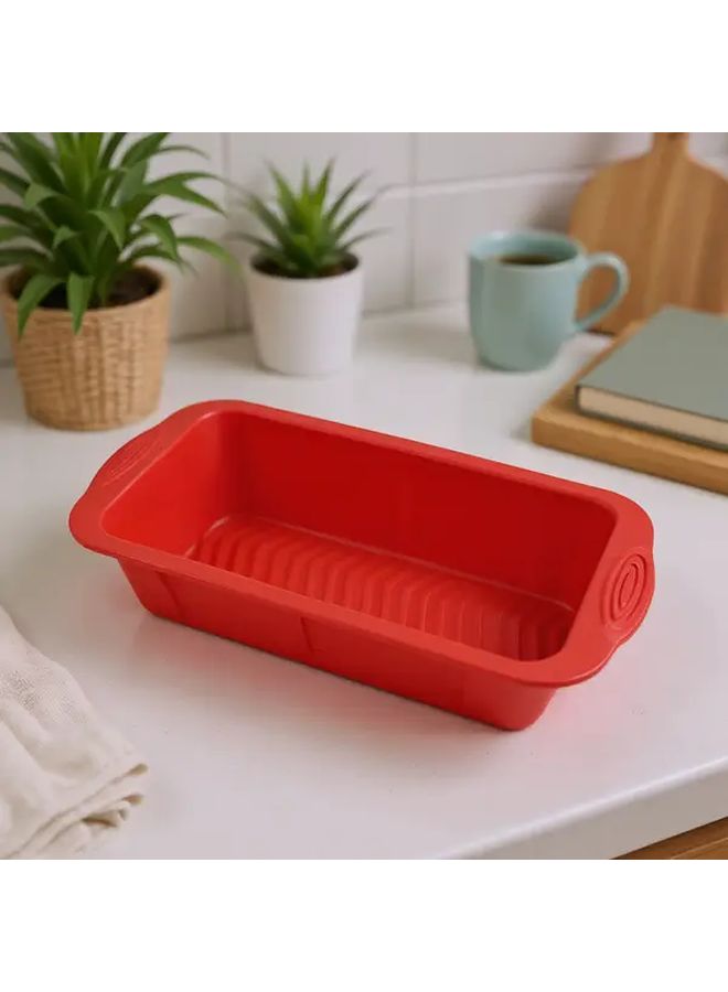 Red Rectangular Bread Mold Non Stick Silicone Pan Heavy Duty Heat Resistant Easy Clean Reusable - Image 3