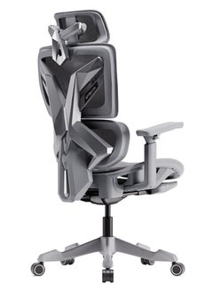 AFTERWORK Xyrion Super Ergonomic Gaming Chair with Footrest - 3D Adjustable Headrest, Adaptive Backrest, 4-Position Tilt Lock, Breathable Mesh, and Silent Castors - Grey & Silver  - Image 2
