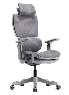 AFTERWORK Xyrion Super Ergonomic Gaming Chair with Footrest - 3D Adjustable Headrest, Adaptive Backrest, 4-Position Tilt Lock, Breathable Mesh, and Silent Castors - Grey & Silver  - Image 3