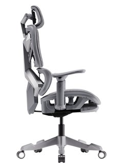 AFTERWORK Xyrion Super Ergonomic Gaming Chair with Footrest - 3D Adjustable Headrest, Adaptive Backrest, 4-Position Tilt Lock, Breathable Mesh, and Silent Castors - Grey & Silver  - Image 5