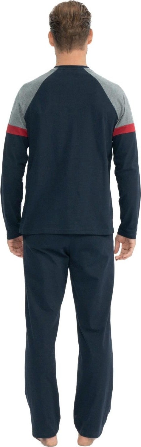 U.S. Polo Assn. 18831 Men's Navy Blue Long Sleeve Round Neck Combed Cotton Single Jersey Pajama Set - Image 3