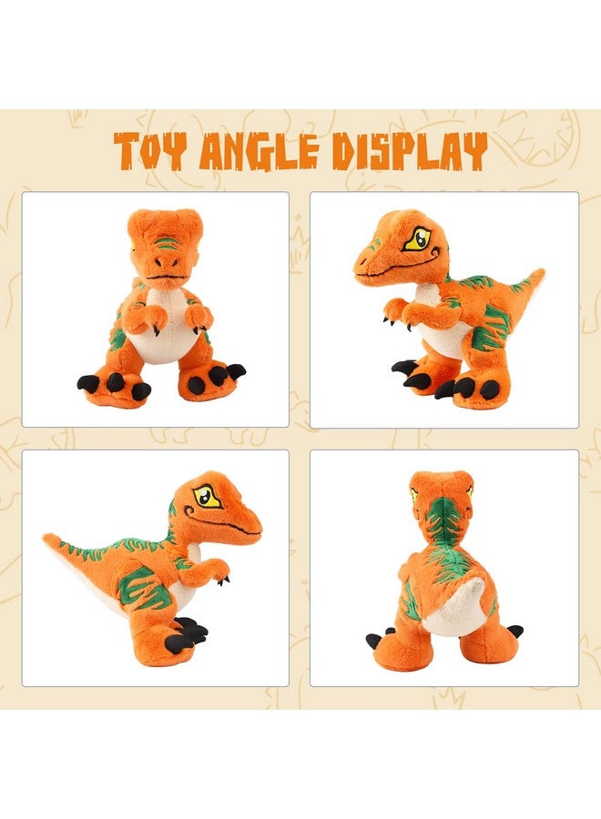TCBunny Baby Dinosaur 12" Bedtime Stuffed Animal Plush Toy, Kid'S Gifts For Boys, Girls, Birthday, Valentine, Christmas, Veliciraptor - Orange - Image 4