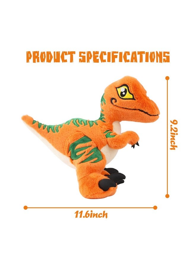 TCBunny Baby Dinosaur 12" Bedtime Stuffed Animal Plush Toy, Kid'S Gifts For Boys, Girls, Birthday, Valentine, Christmas, Veliciraptor - Orange - Image 2