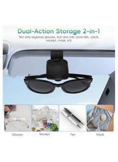 Excefore Sunglasses Holder for Car, PU Leather Sun Visor Glasses Mount Clip  - Image 1