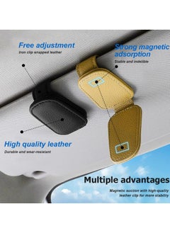 Excefore Sunglasses Holder for Car, PU Leather Sun Visor Glasses Mount Clip  - Image 5