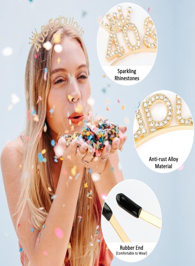 Atoden 40th Birthday Decorations for Women - Gold Tiara Queen Crown, Fabulous Headband, Party Favors, and Happy Birthday Accessories - Image 5