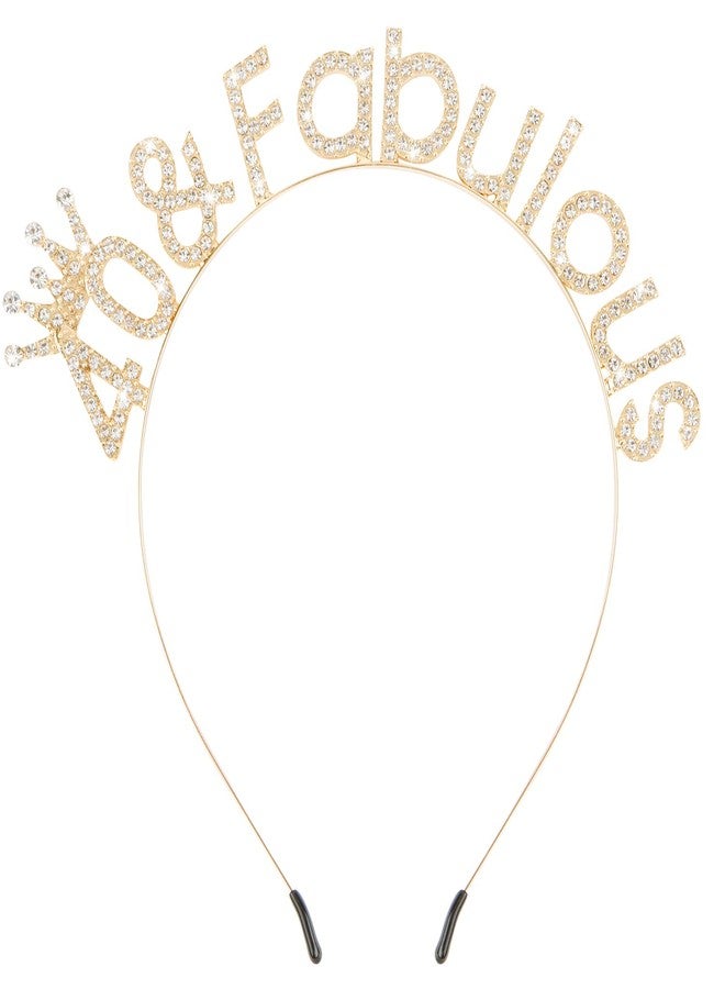 Atoden 40th Birthday Decorations for Women - Gold Tiara Queen Crown, Fabulous Headband, Party Favors, and Happy Birthday Accessories - Image 1