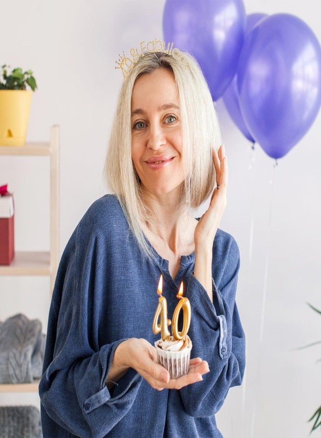 Atoden 40th Birthday Decorations for Women - Gold Tiara Queen Crown, Fabulous Headband, Party Favors, and Happy Birthday Accessories - Image 3