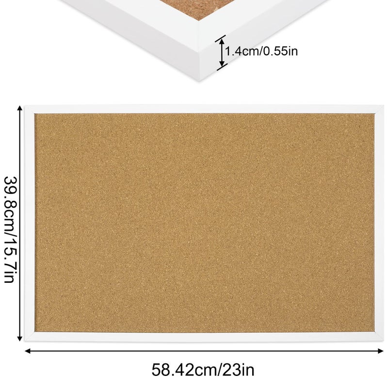 FEBSNOW Cork Board Bulletin Board 23 x 15.7 Inches with Rectangle White Frame Hanging Pin for Walls Office Message Board or Vision Board Decoration - Image 2