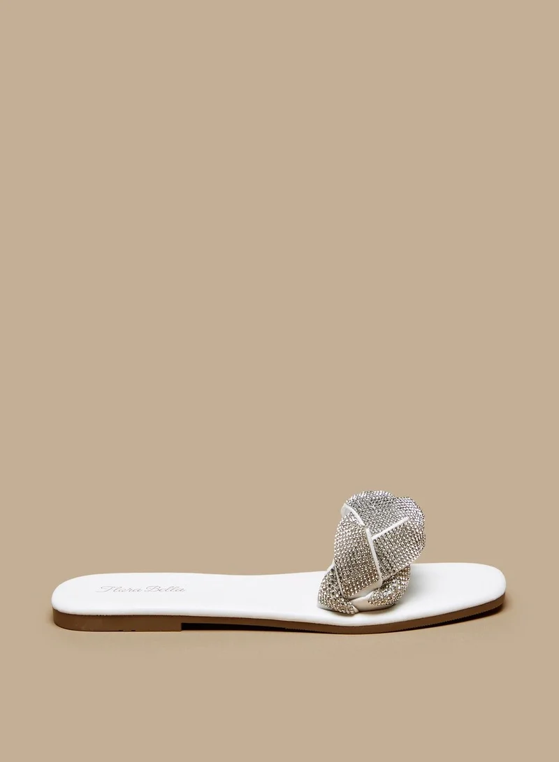فلورا بيلا Braided Embellished Strap Slide Sandals