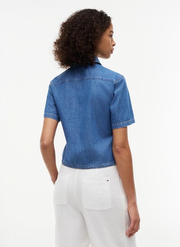 TOMMY HILFIGER Boxy Fit Short Sleeve Denim Shirt - Image 2