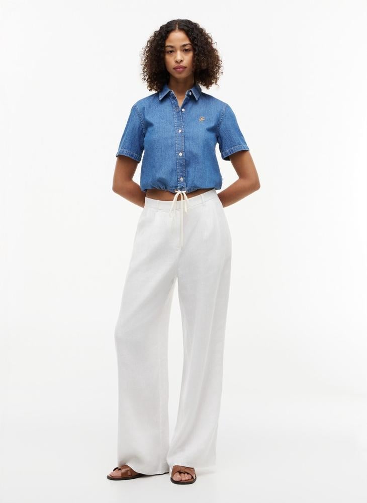 TOMMY HILFIGER Boxy Fit Short Sleeve Denim Shirt - Image 4
