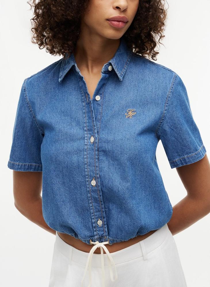 TOMMY HILFIGER Boxy Fit Short Sleeve Denim Shirt - Image 3
