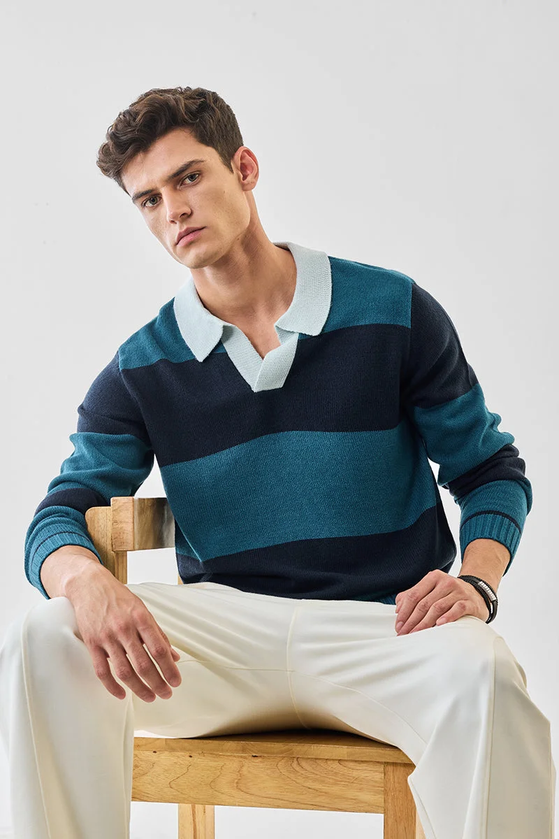 SNITCH Polo 100% Acrylic Stripes Pullover