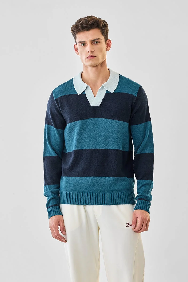 SNITCH Polo 100% Acrylic Stripes Pullover