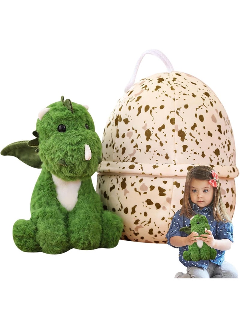 SOLARAE Plush Doll, Cartoon Dinosaur Plush Doll, Dinosaur Plush Toys, Cute Stuffed Animal Toy, Animal Plush Toy, Non Fading, Dinosaur Hatching Egg Plush Doll Dino Plush (Green) - Image 1