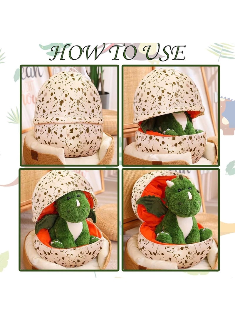 SOLARAE Plush Doll, Cartoon Dinosaur Plush Doll, Dinosaur Plush Toys, Cute Stuffed Animal Toy, Animal Plush Toy, Non Fading, Dinosaur Hatching Egg Plush Doll Dino Plush (Green) - Image 5