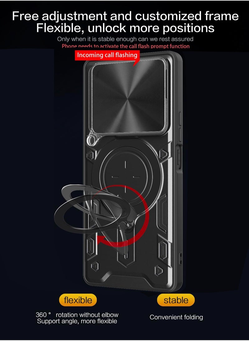 Generic - Mobile Phone Case Cover for Infinix GT20 Pro 5G, Slide Camera Lens Cover, 360°Rotating Kickstand Ring, Bumper Shockproof Phone Case，Compatible with Car Magnetic Mount Mobile Phone Case For Infinix GT20 Pro 5G Black - Image 1