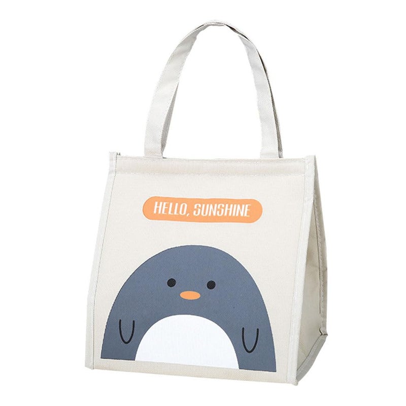Lunchbox Bag with White Penguin – Insulated Lunch Bag, Leakproof, Portable for Kids School