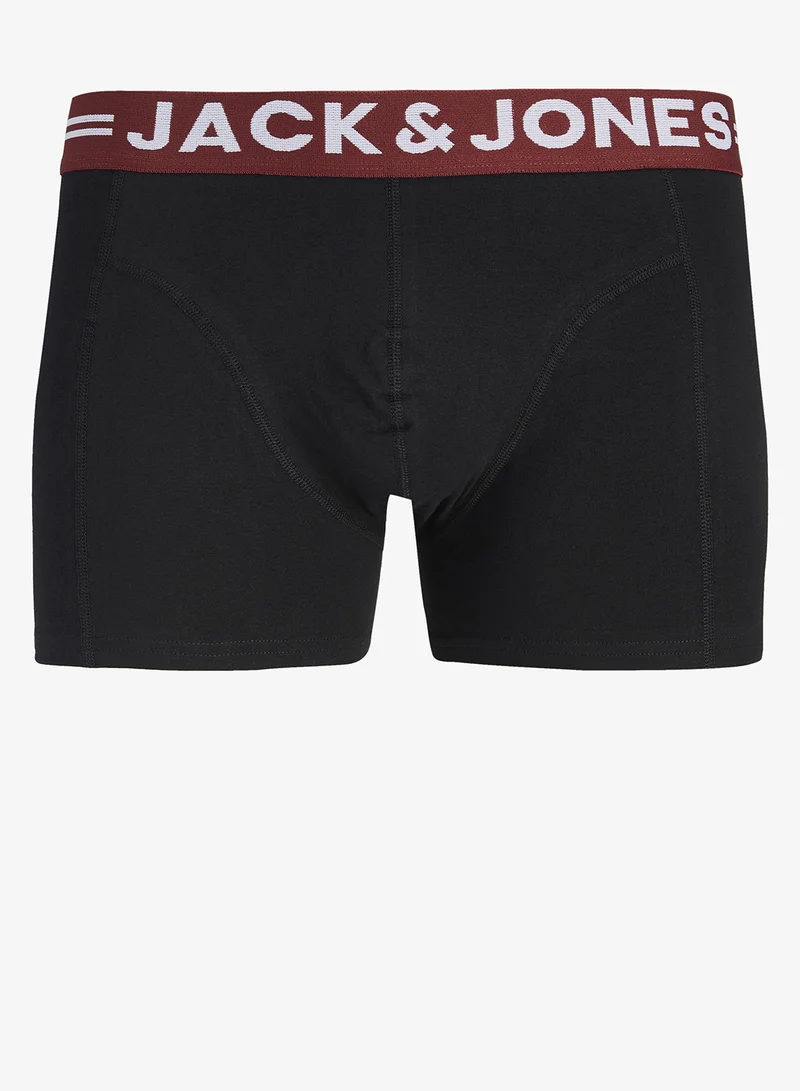 JACK & JONES Black Pack:Black - Black 3 Pack Logo Band Trunks for Men | Best Price UAE