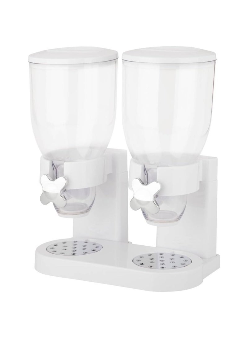 Yuwell Storage Dispenser Dual Cereal Dispenser Indispensable Dry Food Dispenser Easy To Use 17.5 Ounce  Capacity Each Dispenser Container And Internal Dispenser White  - Image 3
