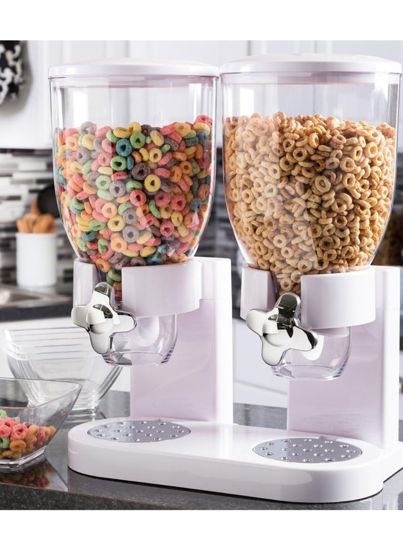 Yuwell Storage Dispenser Dual Cereal Dispenser Indispensable Dry Food Dispenser Easy To Use 17.5 Ounce  Capacity Each Dispenser Container And Internal Dispenser White  - Image 2