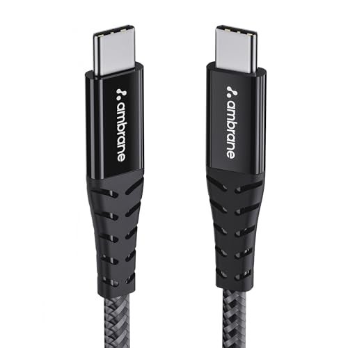 Ambrane 100W Fast Charging Cable Compatible with iPhone 15, Samsung, OnePlus, Google Pixel, Laptop, Macbook, 480mbps Data Sync, Braided Cable, 1.5m Length (ABCC-100), Black - Image 1