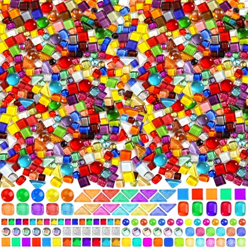 UZLU 3200 Pcs Colorful Irregular Crystal Mosaic Tiles 66lb Tiny Mosaic Tile DIY Hobbies Children Handmade Crystal Craft for Craft Bathroom Kitchen Home Decoration DIY Art Projects - Image 1