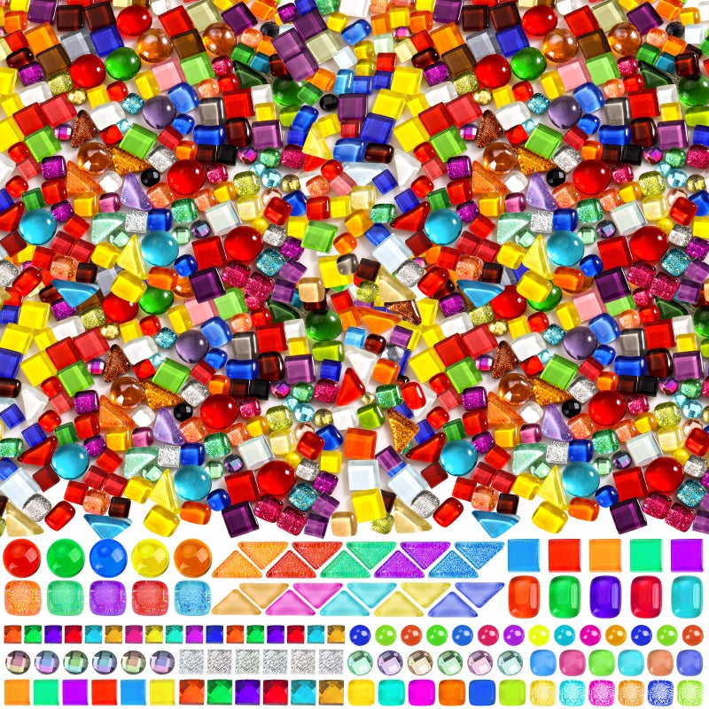 UZLU 3200 Pcs Colorful Irregular Crystal Mosaic Tiles 66lb Tiny Mosaic Tile DIY Hobbies Children Handmade Crystal Craft for Craft Bathroom Kitchen Home Decoration DIY Art Projects - Image 2