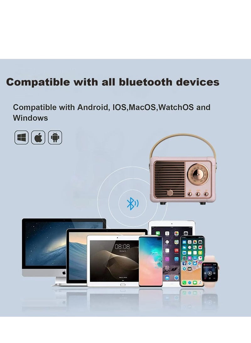 GULFLINK Vintage Small Wireless Bluetooth Speaker Pink - Image 3