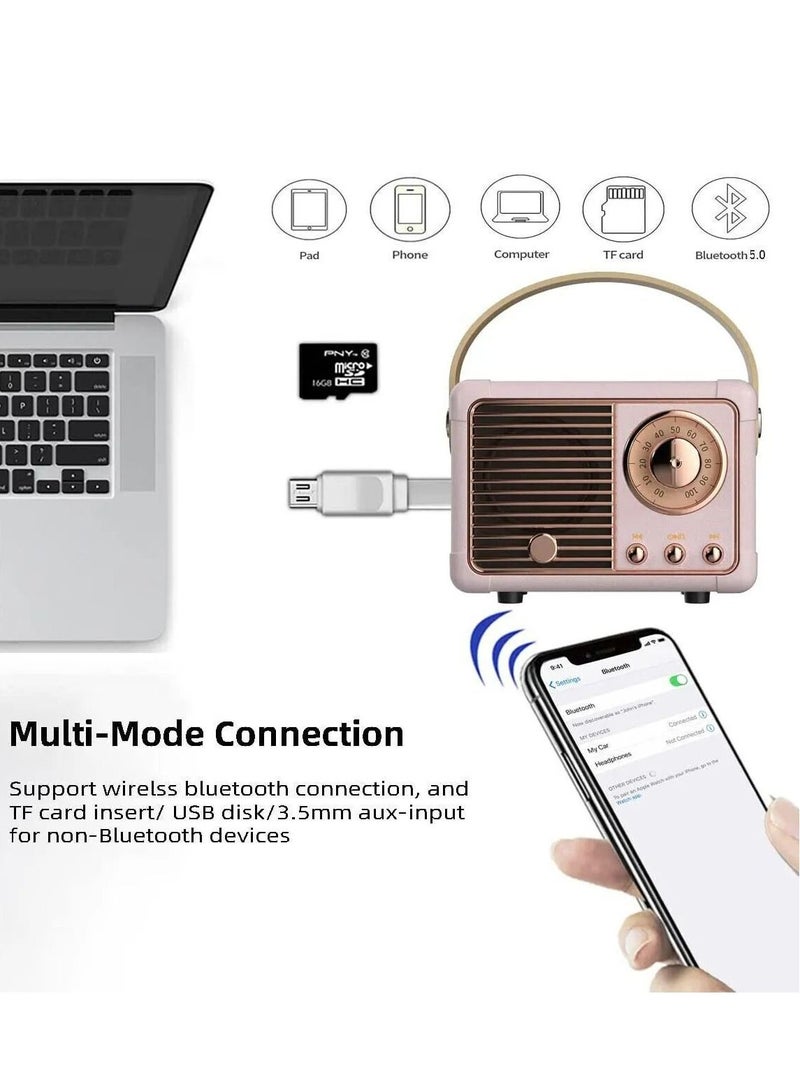 GULFLINK Vintage Small Wireless Bluetooth Speaker Pink - Image 4