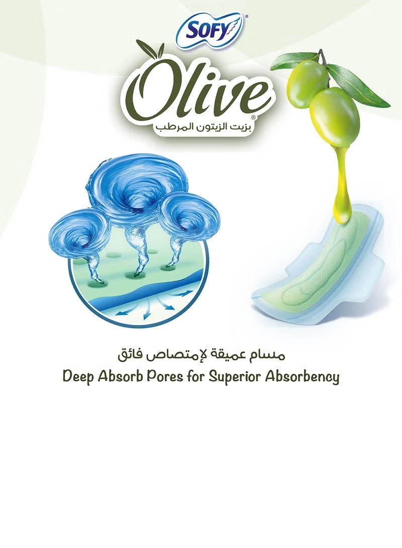 Sofy Olive Night Comfort Sanitary Pads with Wings 32 cm 26 Pcs - Image 2