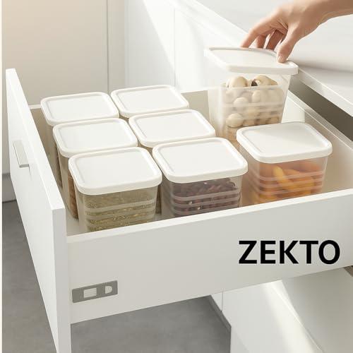 ZEKTO Fridge Storage Boxes for Vegetables & Fruits | BPA-Free Plastic Refrigerator Organizer Containers with Lids | Stackable Freezer-Safe Food Storage Box Set for Kitchen, Pack of 6 (1000ml Each) - Image 4