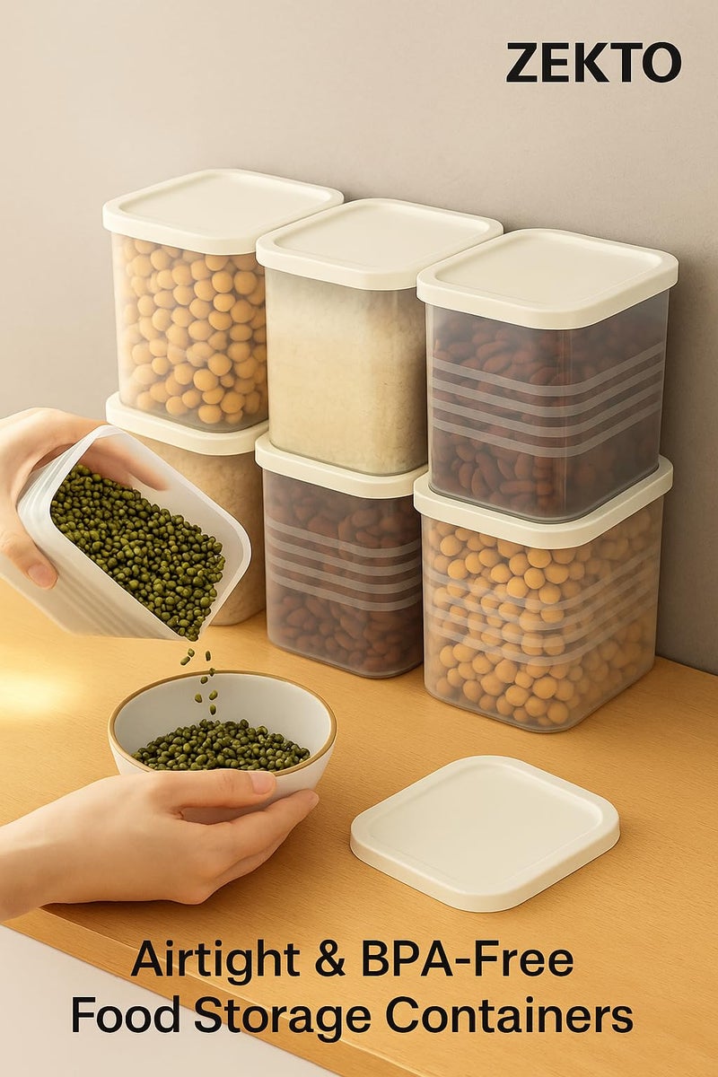 ZEKTO Fridge Storage Boxes for Vegetables & Fruits | BPA-Free Plastic Refrigerator Organizer Containers with Lids | Stackable Freezer-Safe Food Storage Box Set for Kitchen, Pack of 6 (1000ml Each) - Image 5
