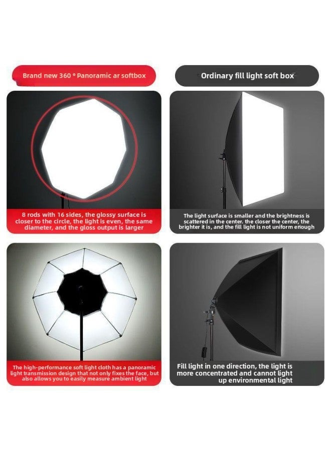 Live Broadcast Fill Light Lighting Lamp Photography Panoramic Suit Studio Fill Light Lamp Live Room Soft Light Box-Light Source Color:Dual Lights [600w White Light] + Panoramic Octagonal Soft Box + 2m Brackets - Image 4