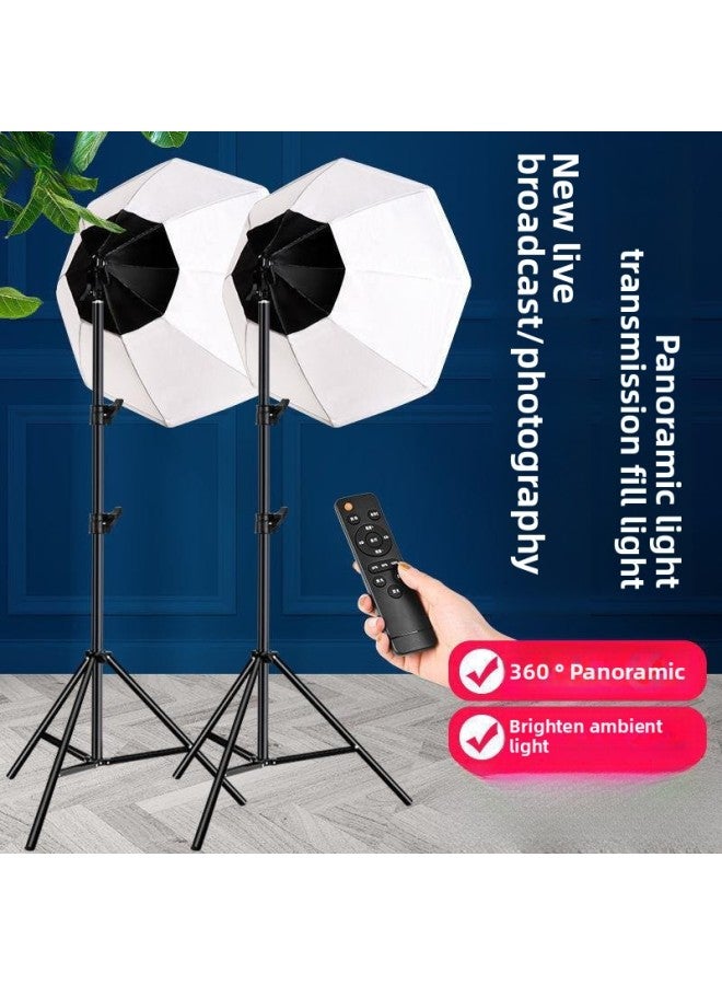 Live Broadcast Fill Light Lighting Lamp Photography Panoramic Suit Studio Fill Light Lamp Live Room Soft Light Box-Light Source Color:Dual Lights [600w White Light] + Panoramic Octagonal Soft Box + 2m Brackets - Image 2
