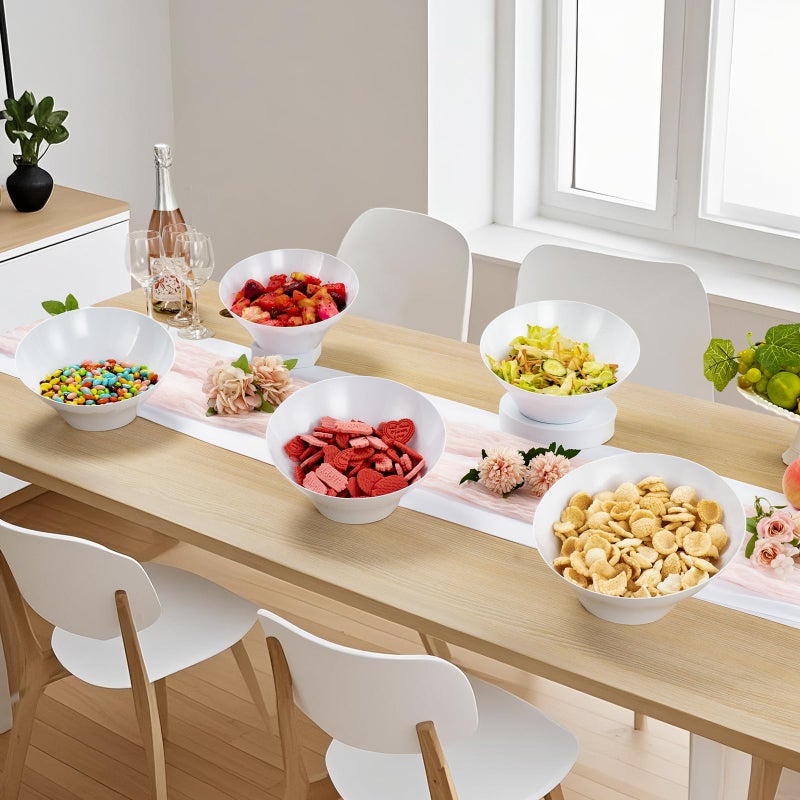 BESTVIP 54oz White Plastic Serving Bowls for Party - 12 Pack Angled Disposable Serving Bowls, Party Bowls for Chips, Snacks, Fruit, Salad - Bowls for Parties, Daily Use,Halloween, Christmas - Image 5